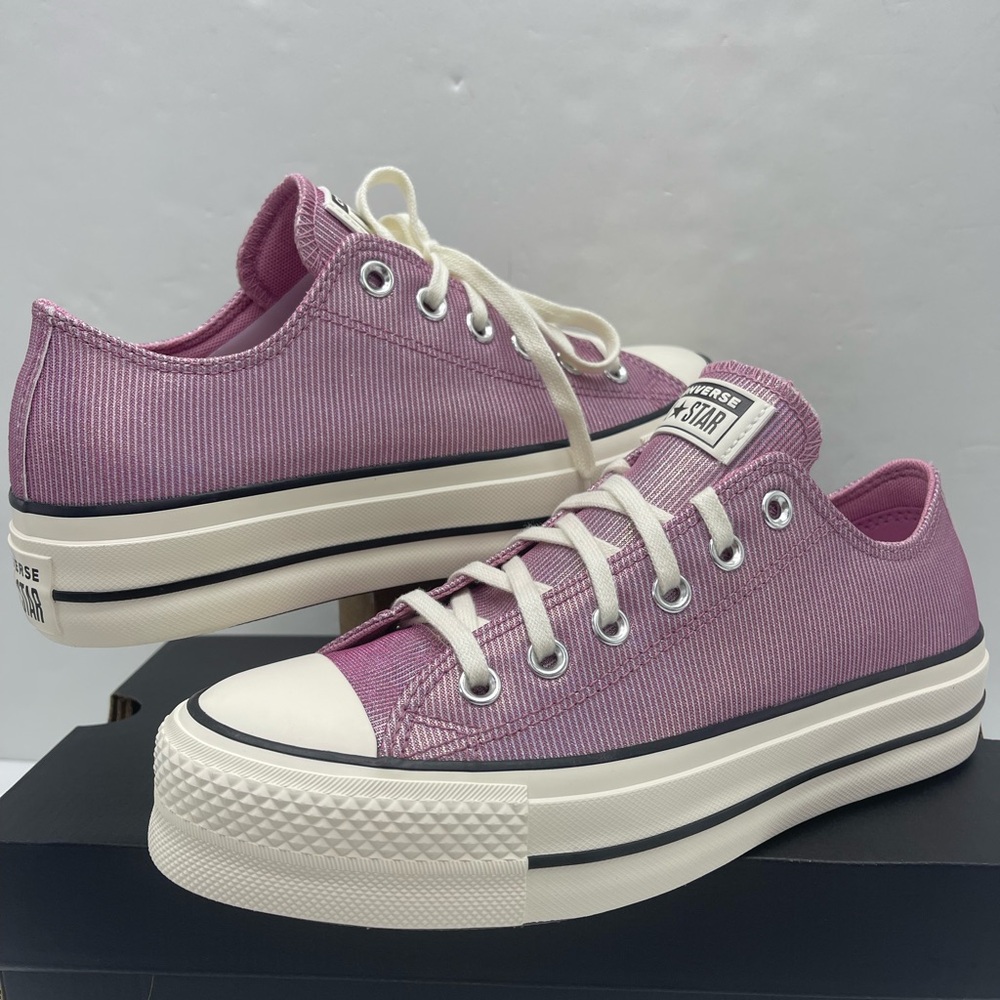 Converse WMNS Chuck Taylor All Star Lift Ox Platform Sparkle Low Top Sneakers - Picture 10 of 16